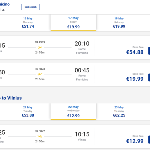 Vilnius Roma 2024 m. gegužės mėn. tik €32,98 (5d.)