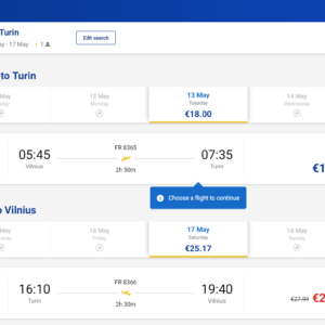 Vilnius Turinas 2025 m. gegužės mėn. tik €43,17 (4d.)