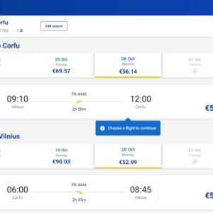 Vilnius Korfu 2025 m. spalio mėn. tik €109,13 (14n.)