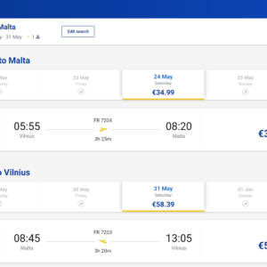 Vilnius Malta 2025 m. gegužės mėn. tik €93,38 (7n.)