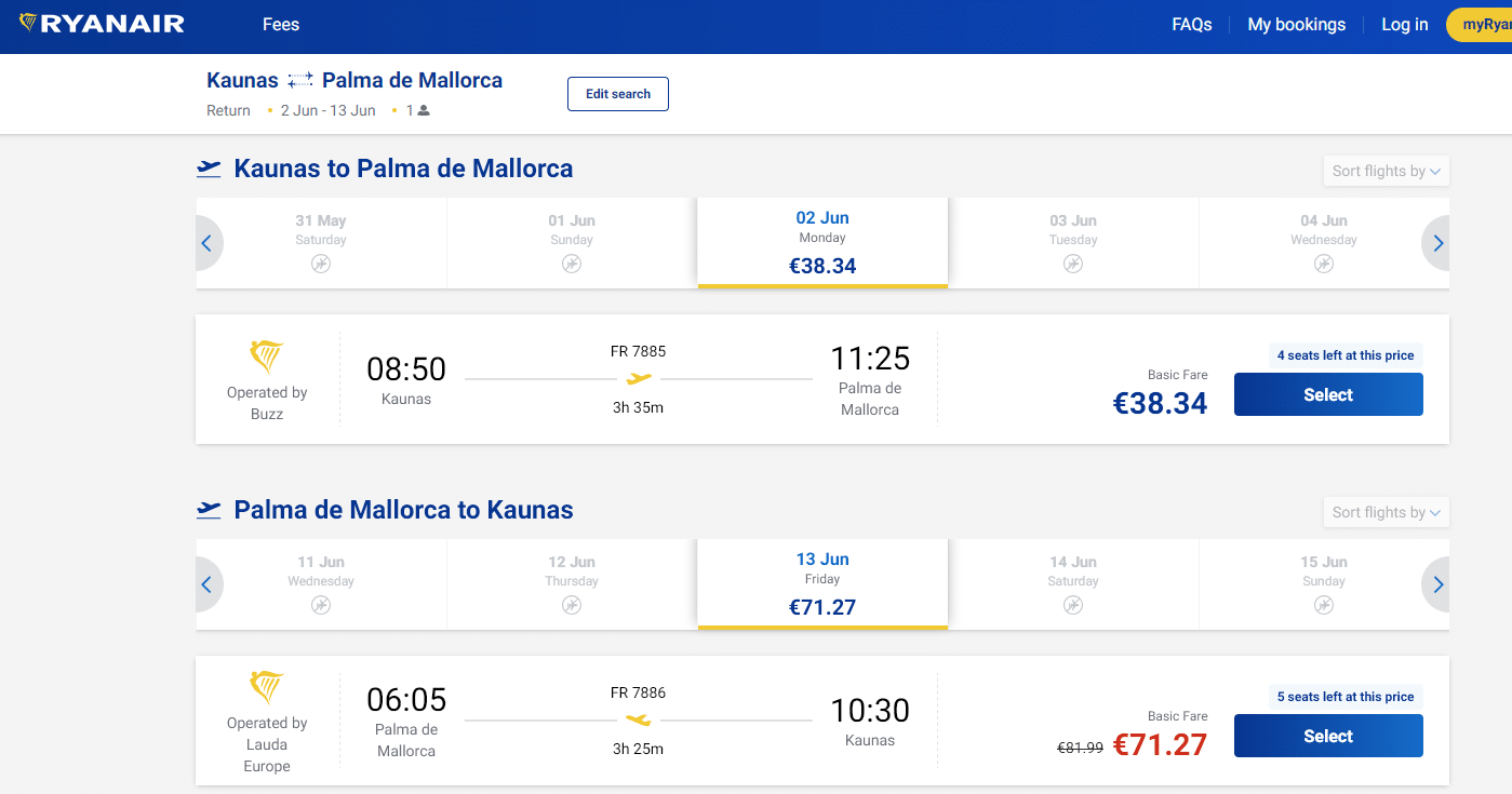 Kaunas Maljorka 2025 m. birželio mėn. tik €109,61 (11n.)