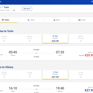 Vilnius Turinas 2025 m. spalio mėn. tik €53,98 (4n.)