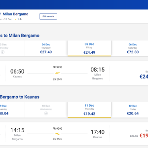 Kaunas Milanas 2025 m. gruodžio mėn. tik €43,91 (6n.)