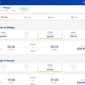 Kaunas Malaga 2025 m. gruodžio mėn. tik €69,98 (5n.)