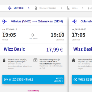 Vilnius Gdanskas 2026 m. rugsėjo mėn. tik €35,98 (5n.)
