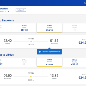 Vilnius Barselona 2026 m. vasario mėn. tik €49,98 (6n.)