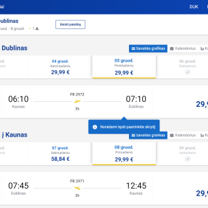 Kaunas Dublinas 2025 m. gruodžio mėn. tik €59,98 (3n.)