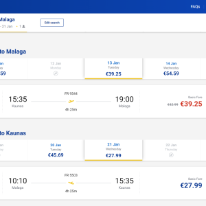 Kaunas Malaga 2026 m. sausio mėn. tik €67,24 (8n.)