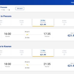 Kaunas Peskara 2026 m. kovo mėn. tik €43,98 (7n.)