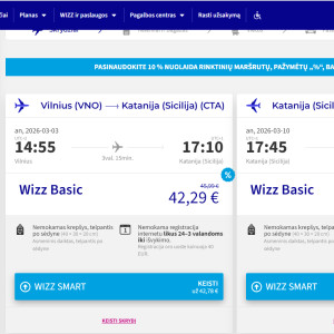 Vilnius Sicilija 2026 m. kovo mėn. tik €84,58 / €66,58 su WDC (7n.)