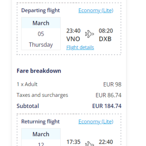 Vilnius Dubajus 2026 m. daug datų variantų už €388,19 (7n.)