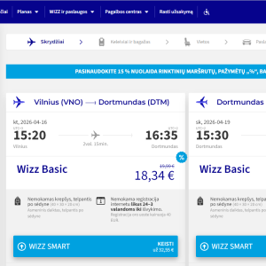 Vilnius Dortmundas 2026 m. balandžio mėn. tik €36,68 (3n.)
