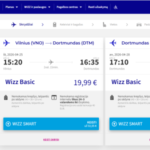 Vilnius Dortmundas 2026 m. balandžio mėn. tik €39,98 (3n.)