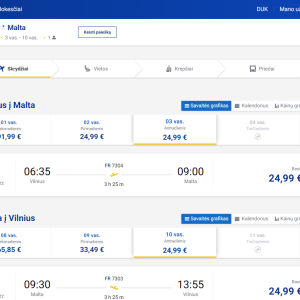 Vilnius Valeta 2026 m. vasario mėn. tik €49,98 (7n.)