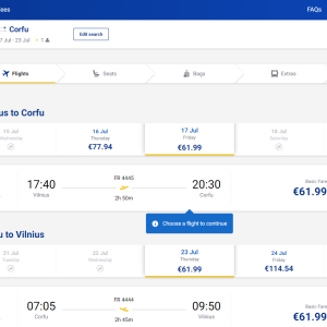 Vilnius Korfu 2026 m. liepos mėn. tik €123,98 (6n.)