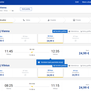 Vilnius Viena 2026 m. kovo mėn. tik €49,98 (2n.)