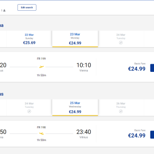 Vilnius Viena 2026 m. kovo mėn. tik €49,98 (2n.)