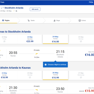 Kaunas Stokholmas 2026 m. gegužės mėn. tik €31,99 (2n.)