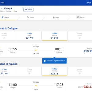 Kaunas Kelnas 2026 m. gegužės mėn. tik €43,12 (2n.)