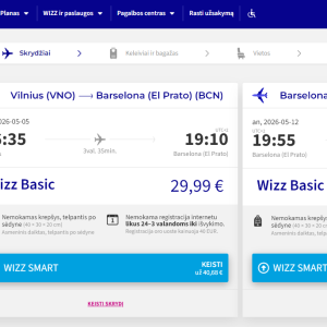 Vilnius Barselona 2026 m. gegužės mėn. tik €61,98 / €41,98 (7n.)