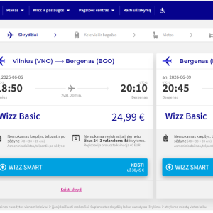 Vilnius Bergenas 2026 m. birželio mėn. tik €49,98 (3n.)