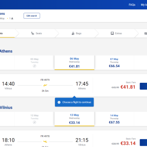 Vilnius Atėnai 2026 m. gegužės mėn. tik €74,95 (7n.)