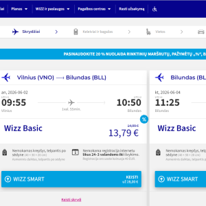 Vilnius Bilundas 2026 m. birželio mėn. tik €27,58 2n.