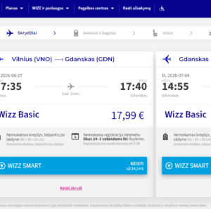 Vilnius Gdanskas 2026 m. birž/liep mėn tik €35,98 (7n.)