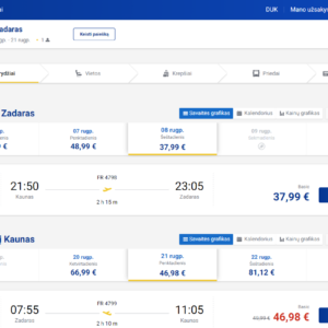 Vilnius Zadaras 2026 m. rugpjūčio mėn. tik €84,97 (13n.)