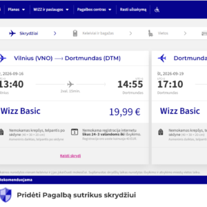 Vilnius Dortmundas 2026 m. rugsėjo mėn. tik €39,98 (3n.)