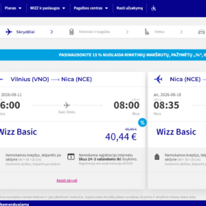 Vilnius Nica 2026 m. rugpjūčio mėn. tik €80,88 / €63,88 su WDC (7n.)