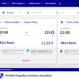 Vilnius Turku 2026 m. rugpjūčio mėn. tik €27,98 (3n.)