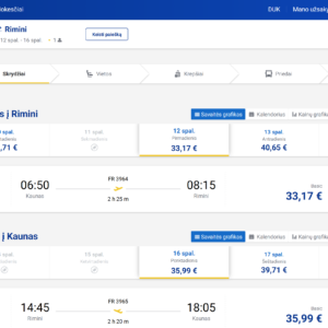Vilnius Riminis 2026 m. spalio mėn. tik €69,16 (4n.)