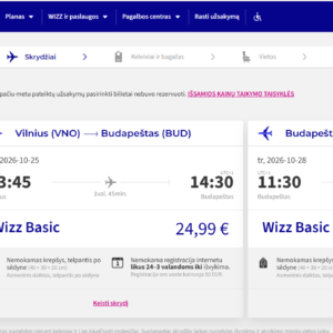 Vilnius Budapestas 2026 m. spalio mėn. tik €49,98 (3n.)