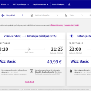 Vilnius Katanija 2027 m. balandžio mėn. tik €99,98 / €79,98 su WDC  (7n.)