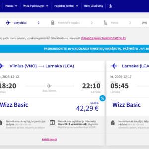 Vilnius Larnaka 2026 m. gruodžio mėn. tik €84,58 / €66,58 su WDC (5n.)