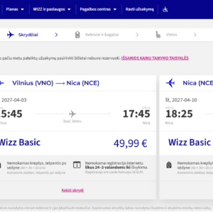 Vilnius Nica 2027 m. balandžio mėn. tik €99,98 / €79,98 su WDC  (7n.)