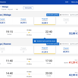 Kaunas Malaga 2026 m. gruodžio mėn. tik €74,17 (3n.)