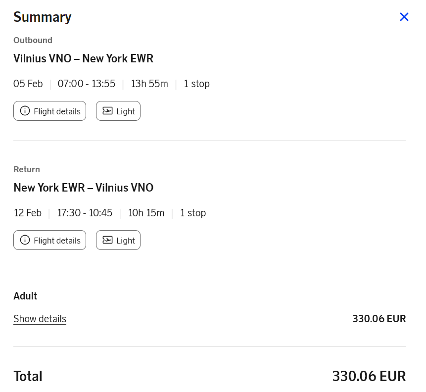 Vilnius Niujorkas 2027 m. vasario mėn. tik €330 (7n.)