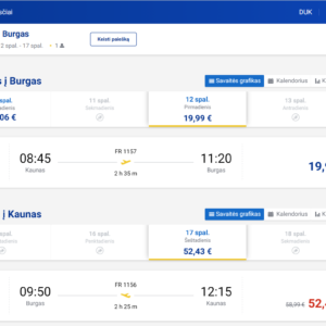 Kaunas Burgasas 2026 m. spalio mėn. tik €72,42 (5n.)