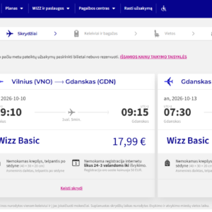 Vilnius Gdanskas 2026 m. spalio mėn. tik €35,98 (3n.)