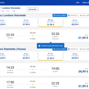 Kaunas Londonas 2027 m. vasario mėn. tik €53,98 (3n.)