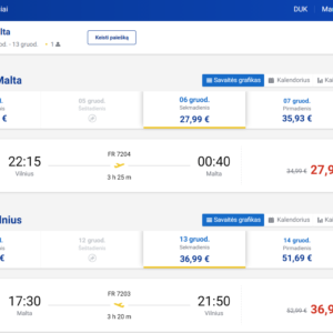 Vilnius Valeta 2026 m. gruodžio mėn. tik €64,98 (7n.)