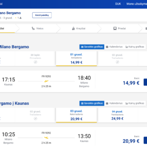 Kaunas Milanas 2026 m. gruodžio mėn. tik €35,98 (2n.)