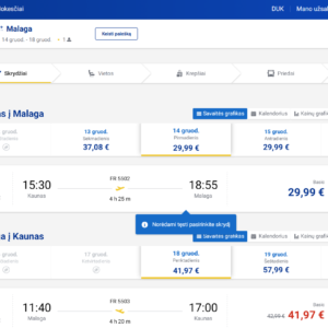 Kaunas Malaga 2026 m. gruodžio mėn. tik €71,96 (4n.)
