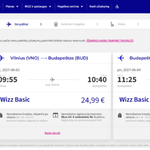 Vilnius Budapeštas 2027 m. birželio mėn. tik €49,98 (2n.)