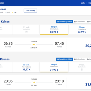 Kaunas Kelnas 2026 m. spalio mėn. tik €52,21 (1n.)