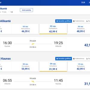 Kaunas Alikantė 2027 m. vasario mėn. tik €74,98 (4n.)
