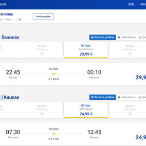 Kaunas Šanonas 2027 m. kovo mėn. tik €54,98 (3n.)