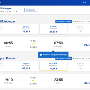 Kaunas Edinburgas 2026 m. lapkričio mėn. tik €59,98 (4n.)